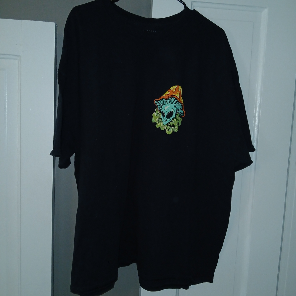 Black Graphic Tee with Alien Design